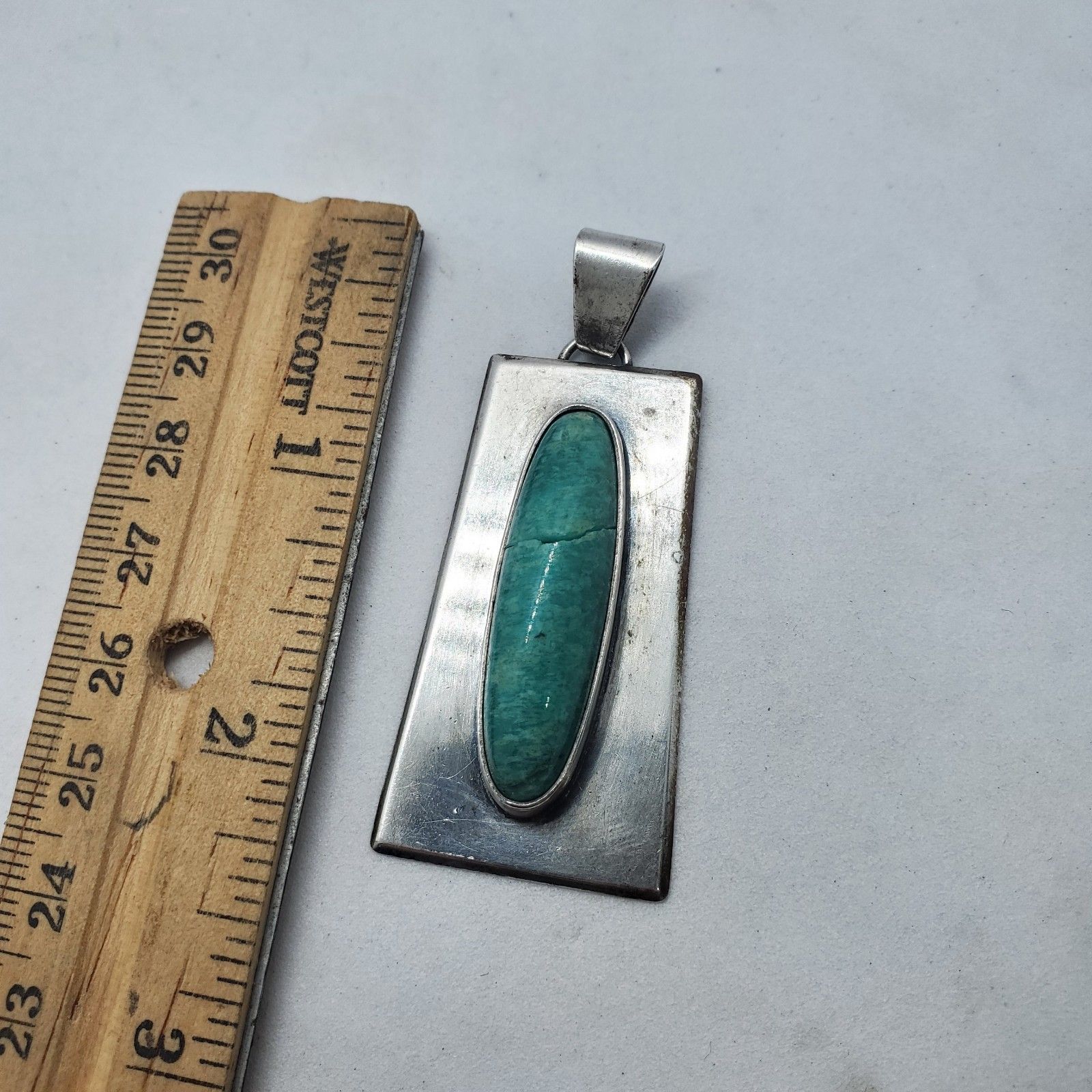 Sterling Silver Native Georg Kramer Pendant Cracked Stone Torquoise 835
